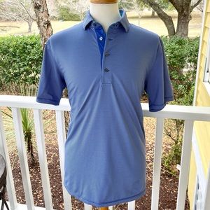 Greyson Blue Striped Performance Polo. Blue. Size XL.